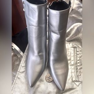 Silver Pointed Toe Bootie